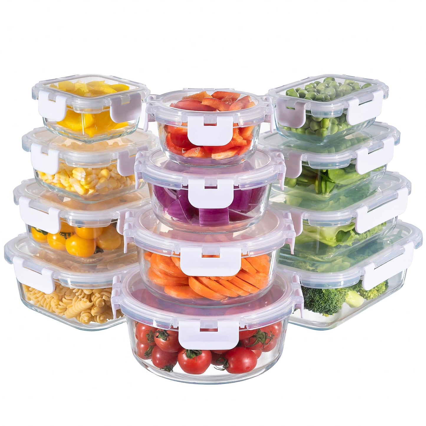 MFY 12-pack glass food containers - White