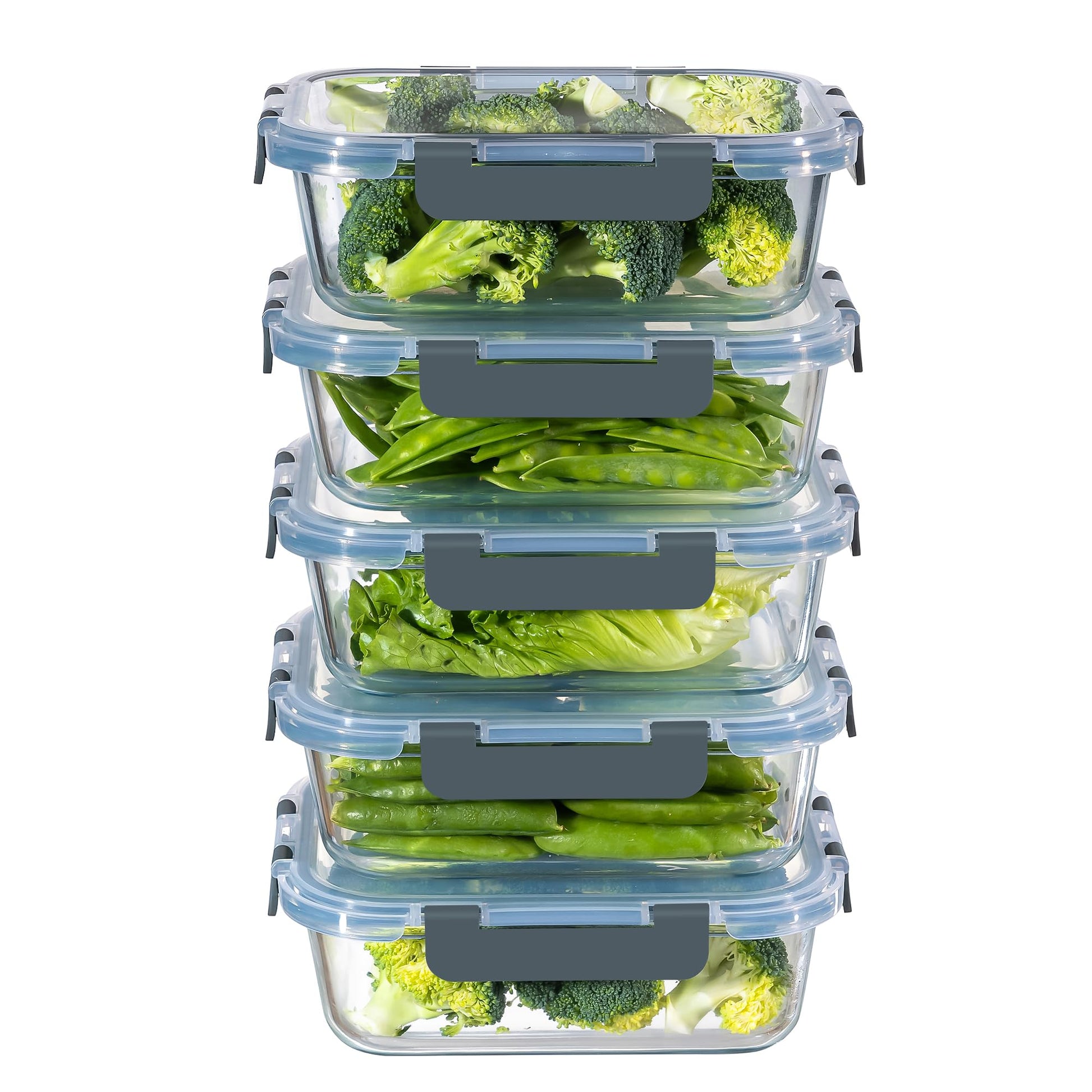 MFY 5-pack 36oz glass food containers - Gray