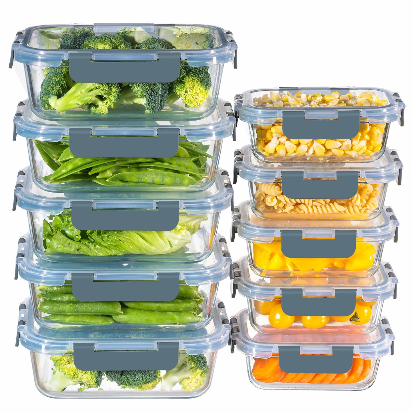 MFY 10-piece glass food containers - Gray