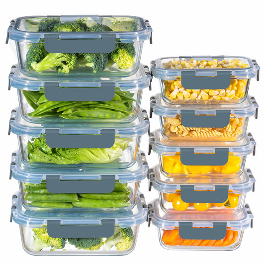 MFY 10-piece glass food containers - Gray