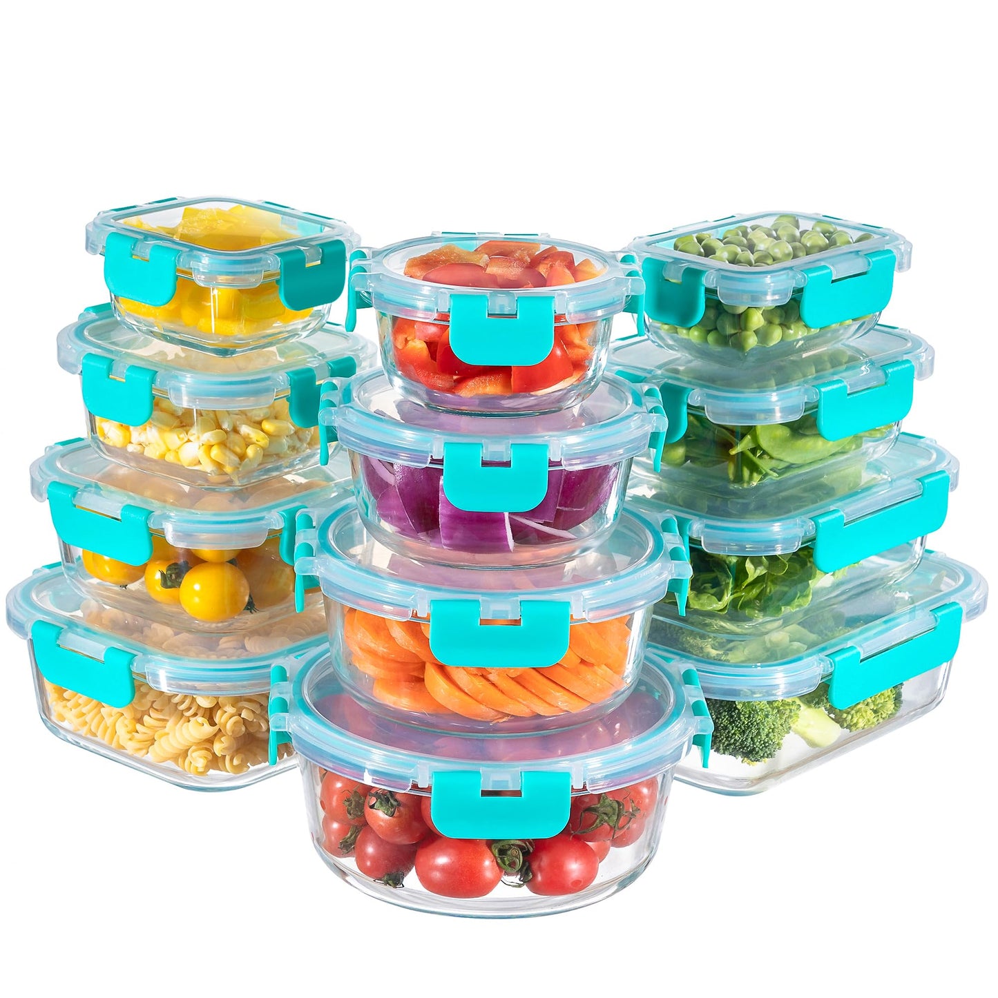 MFY 12-pack glass food containers - Green