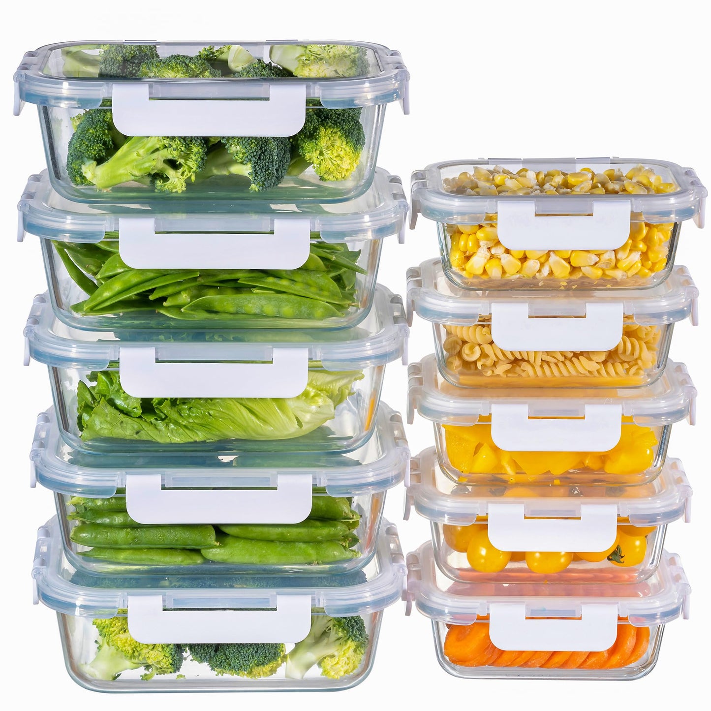 MFY 10-piece glass food containers - White