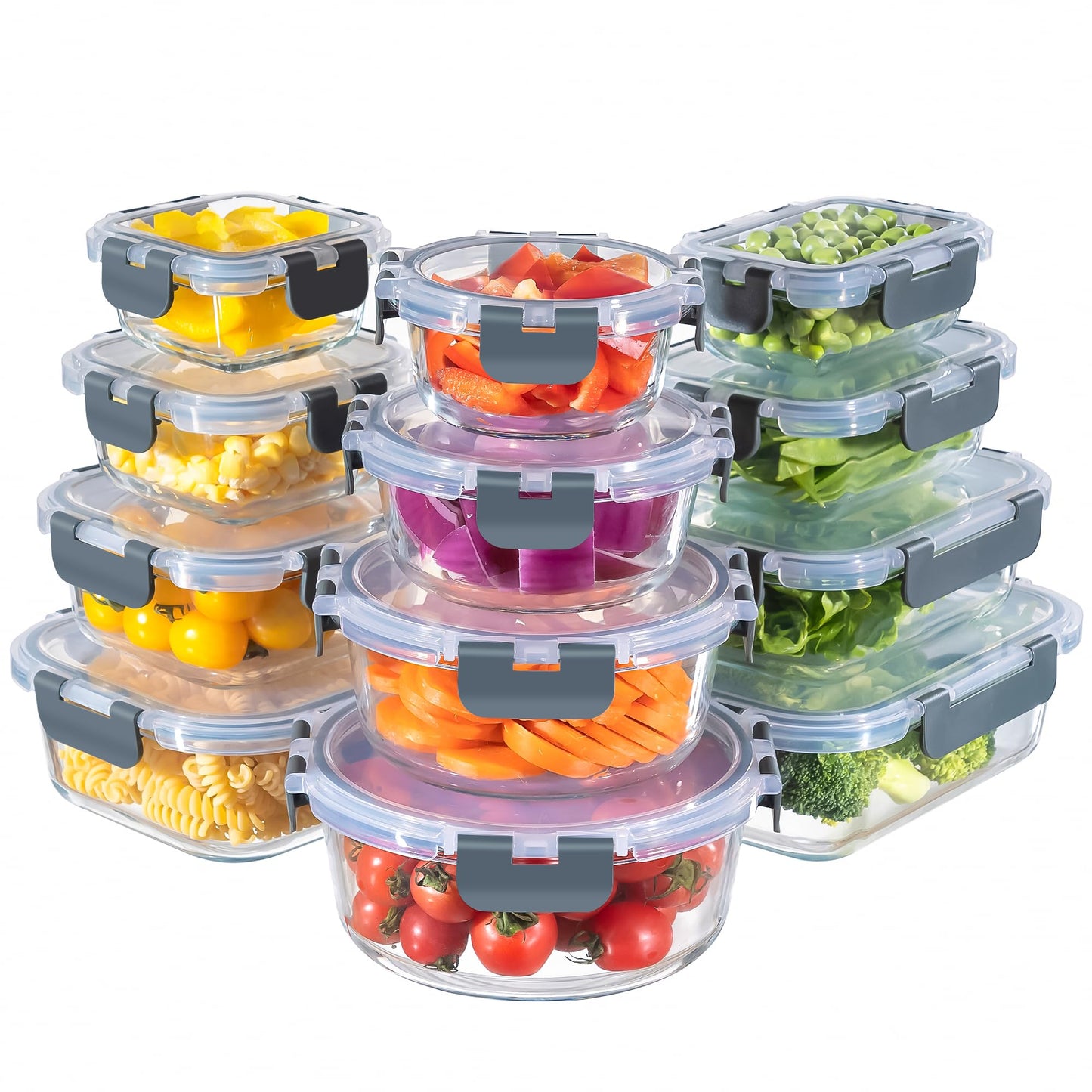 MFY 12-pack glass food containers - Gray