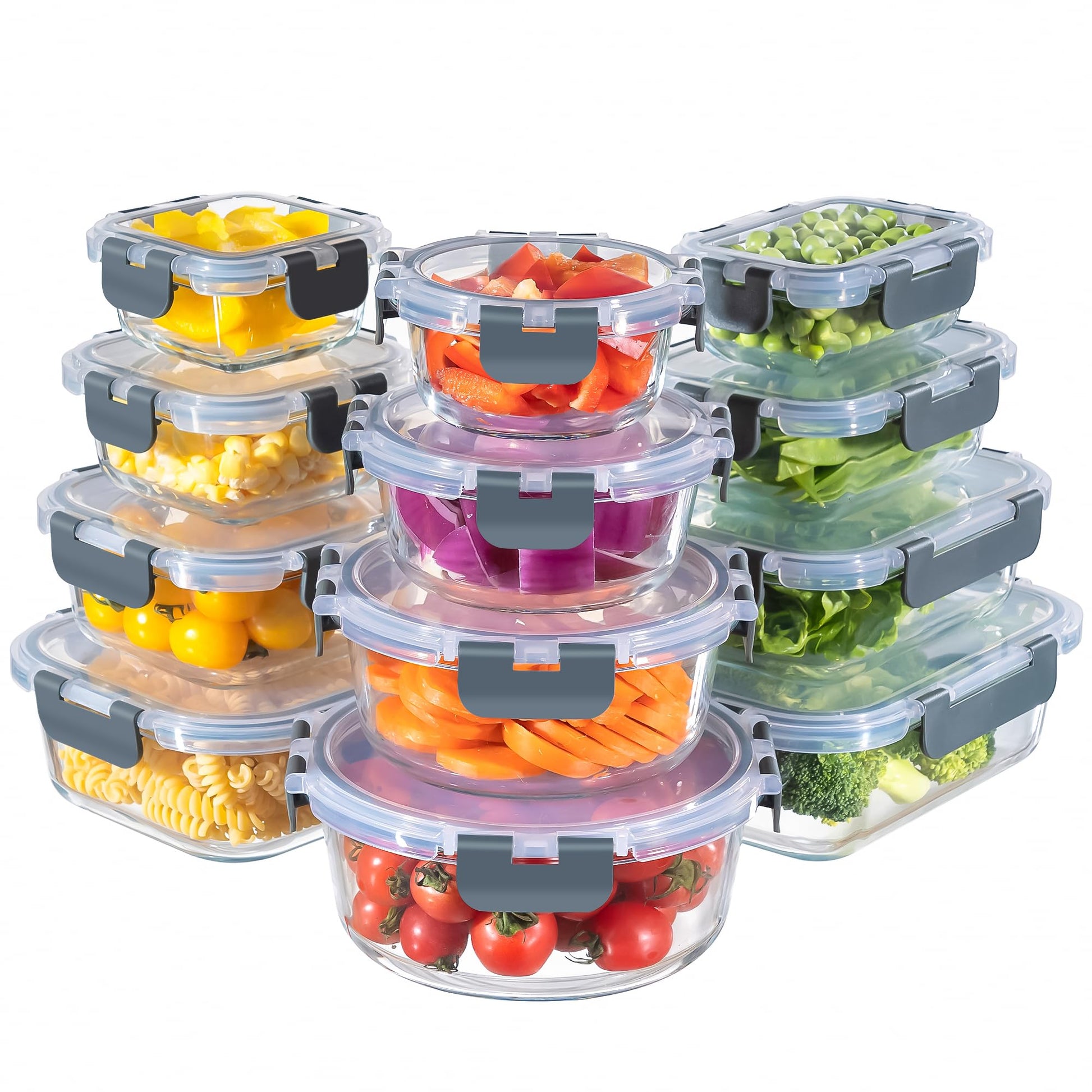 MFY 12-pack glass food containers - Gray