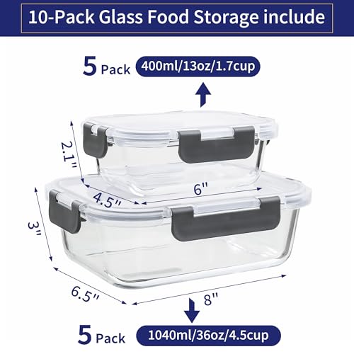 MFY 10-pack glass food containers — product detail 2