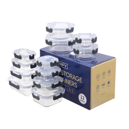 MFY 12-piece glass food storage container set