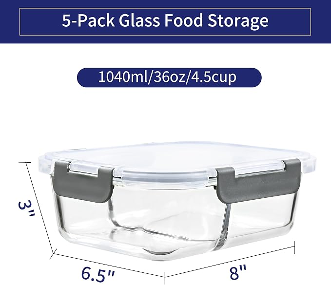 MFY two-compartment glass meal prep containers
